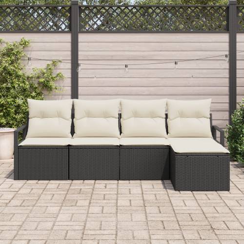 Vrtna garnitura - 5-dijelni set vrtnih sofa s jastučićima crni poliratan Cijena