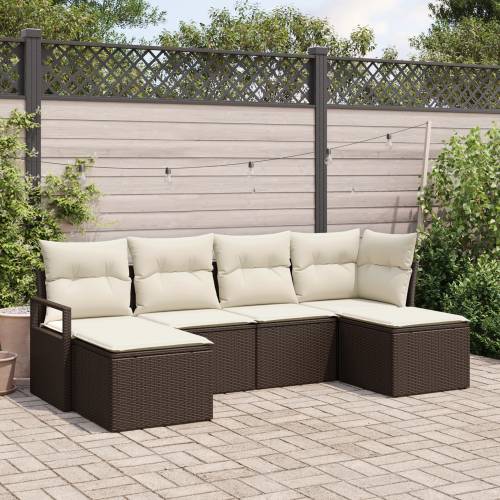 set od 6 delova vrtnih sofa s jastučićima smeđa poli ratan Cijena