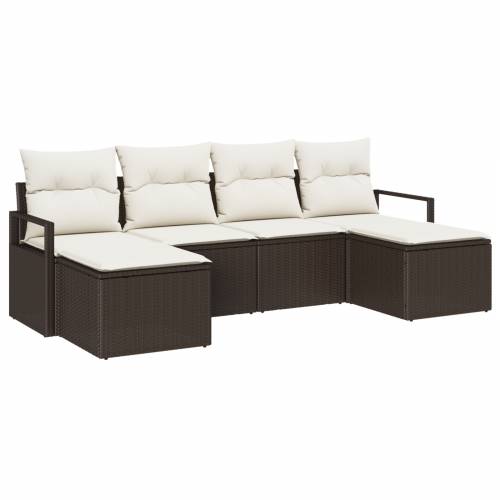 set od 6 delova vrtnih sofa s jastučićima smeđa poli ratan Cijena