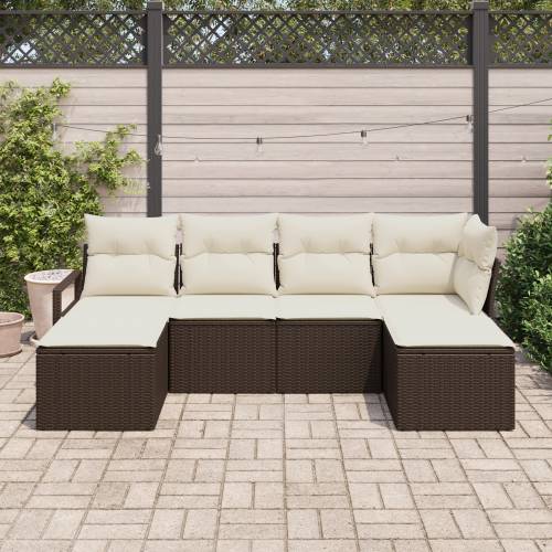 set od 6 delova vrtnih sofa s jastučićima smeđa poli ratan Cijena