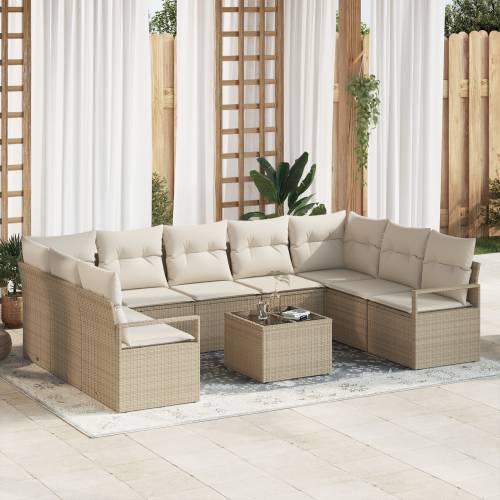 Set vrtnih sofa od 10 komada s jastučićima smeđi poli ratan Cijena