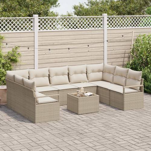 Set vrtnih sofa od 10 komada s jastučićima smeđi poli ratan Cijena