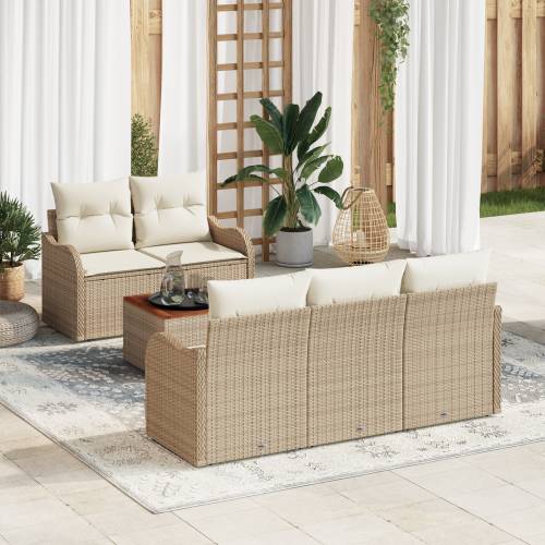 6 komadni vrtni sofa set s jastučićima bež poly ratan akacija Cijena