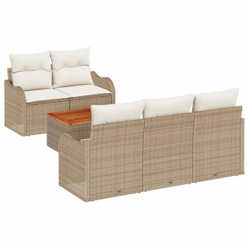 6 komadni vrtni sofa set s jastučićima bež poly ratan akacija Cijena