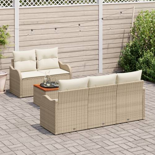 6 komadni vrtni sofa set s jastučićima bež poly ratan akacija Cijena