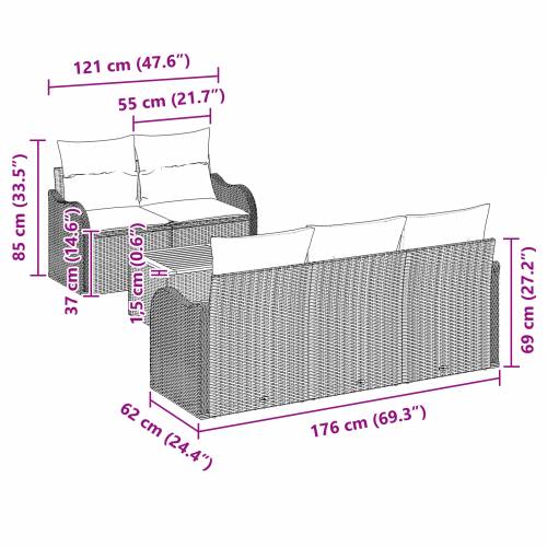 6 komadni vrtni sofa set s jastučićima bež poly ratan akacija Cijena