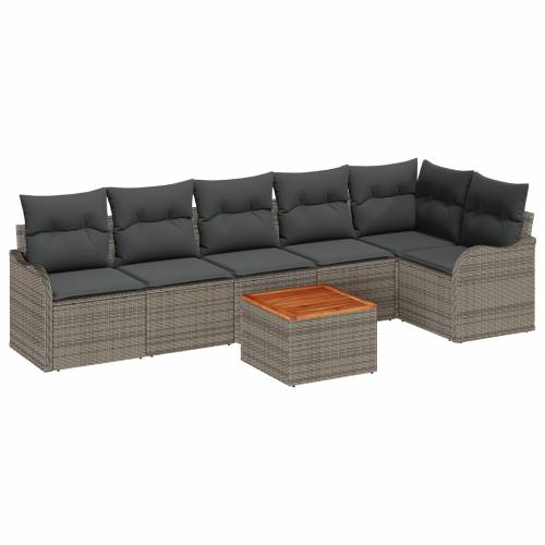 Vrtna garnitura - 7-dijelni set vrtnih sofa s jastucima sivi poli ratan akacija Cijena