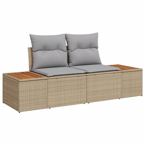 set kauča za vrt (vrtna garnitura) s jastučićima bež poli ratan teak Cijena