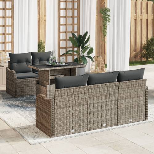 set vrtnih sofa od 6 dijelova s jastučićima siva poli ratan Cijena