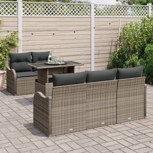 set vrtnih sofa od 6 dijelova s jastučićima siva poli ratan Cijena
