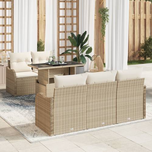 6-Komorni Vrtni Sofa Set s Jastučićima Bež Poli Ratan Cijena