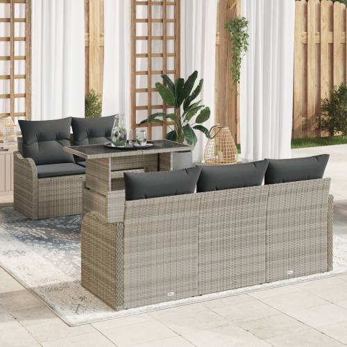 Vrtna garnitura - 6-dijelni set vrtnih sofa s jastučićima svijetlosive boje poli ratan Cijena