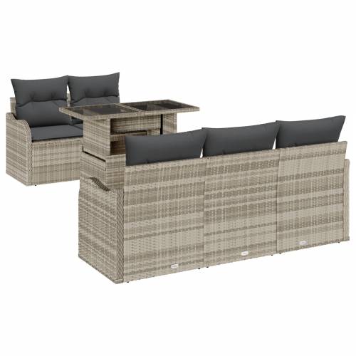 Vrtna garnitura - 6-dijelni set vrtnih sofa s jastučićima svijetlosive boje poli ratan Cijena