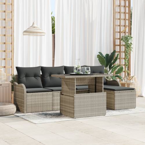 set od 6 komada vrtnih sofa s jastucima svijetlosivi poli ratan Cijena