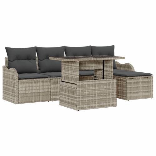 set od 6 komada vrtnih sofa s jastucima svijetlosivi poli ratan Cijena