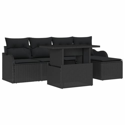 set od 6 komada vrtne sofe s jastučićima crni poli ratan Cijena