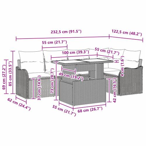 6 komada vrtni sofa set s jastučićima bež poli ratan Cijena
