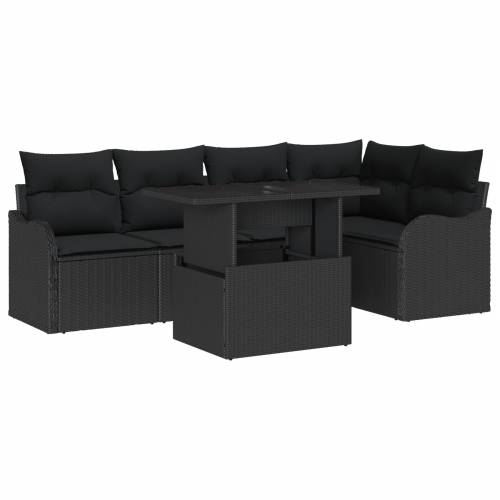 Set vrtnih kauča od 6 dijelova s jastucima Crni poli ratan Cijena