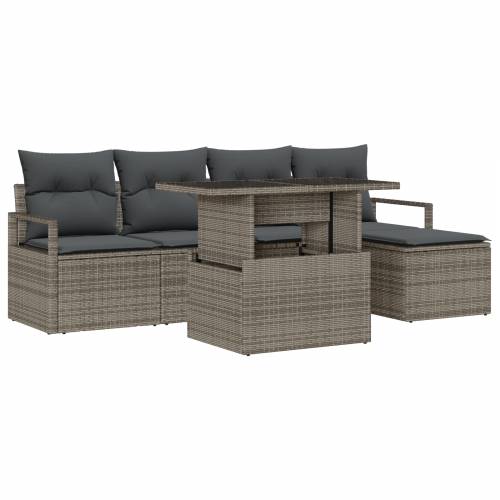 6-dijelni set garniture za vrt s jastucima sivi poli ratan Cijena