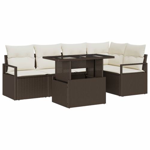 6-dijelni vrtni sofa set s jastučićima smeđa poli ratan Cijena