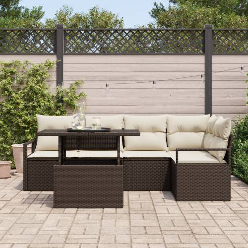 6-dijelni vrtni sofa set s jastučićima smeđa poli ratan Cijena