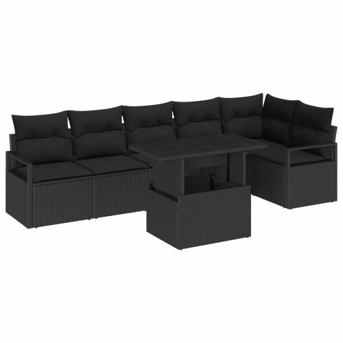 Set vrtnih kauča (vrtna garnitura) sa jastučićima crni poly ratan Cijena