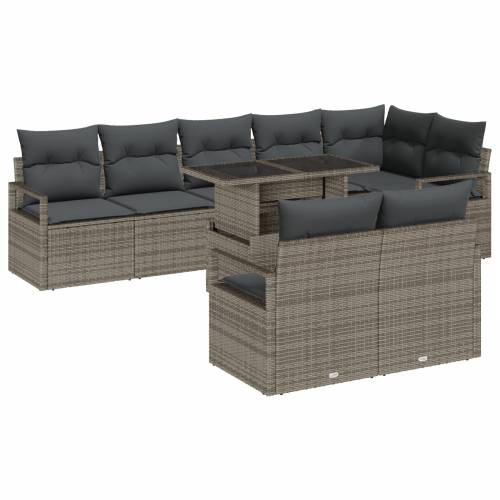 9-dijelni Vrtni Sofa Set s Jastucima Sivi Poly Rattan Cijena