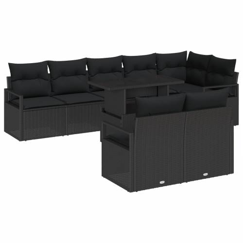 9 komada set vrtne sofe s jastučićima crni poli ratan Cijena
