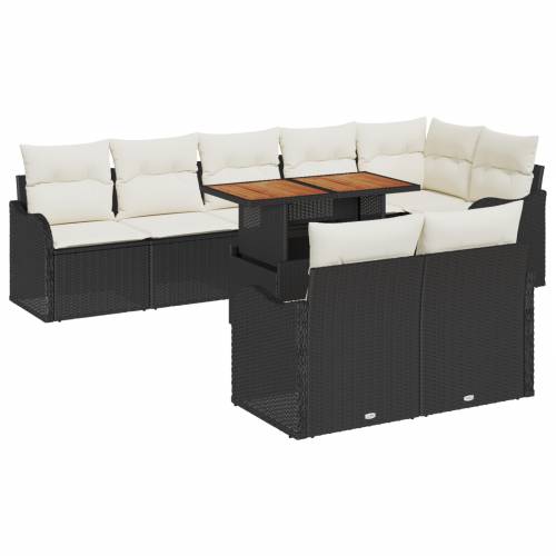 set vrtnog kauča od 9 dijelova s jastučićima Crni Poly rattan Akacija Cijena