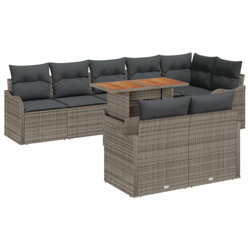 9 Dijelni Vrtni Sofa Set sa Jastučićima Siva Poli Rattan Akacija Cijena