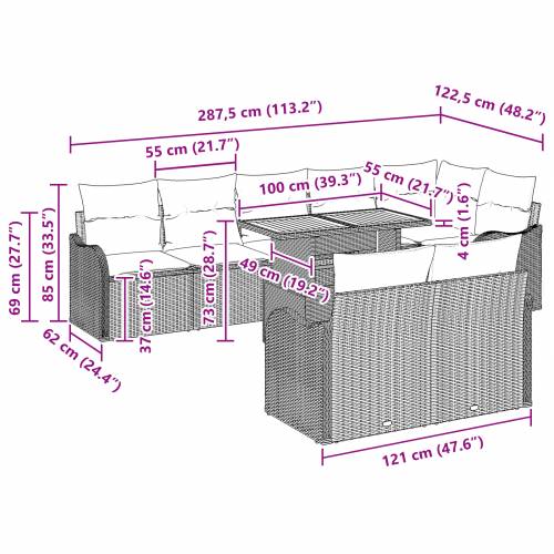 9 Dijelni Vrtni Sofa Set sa Jastučićima Siva Poli Rattan Akacija Cijena