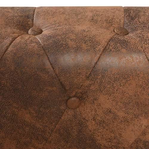 Chesterfield kutna sofa za 5 osoba smeđa umjetna koža - Smeđa peterosjed Cijena