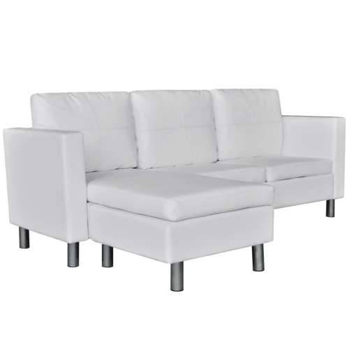 Sekcijska sofa za 3 osobe, umjetna koža, bijela - Bijela Cijena