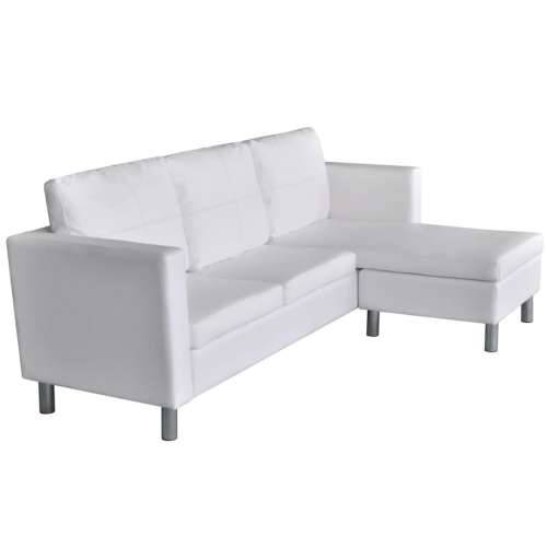 Sekcijska sofa za 3 osobe, umjetna koža, bijela - Bijela Cijena