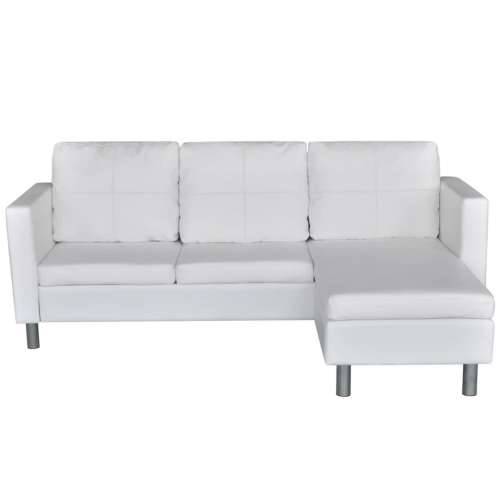 Sekcijska sofa za 3 osobe, umjetna koža, bijela - Bijela Cijena