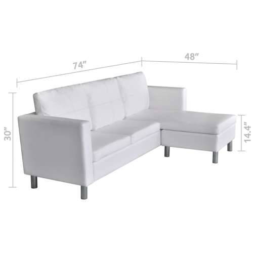 Sekcijska sofa za 3 osobe, umjetna koža, bijela - Bijela Cijena