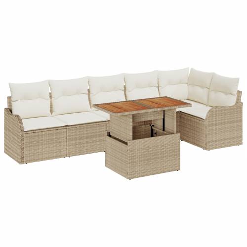 set od 7 komada vrtnih sofa s jastučićima bež poli ratan akacija Cijena