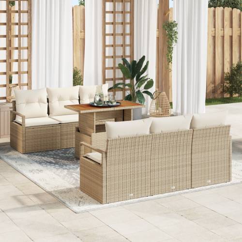 Set vrtnih sofa s jastučićima Bež Poli Ratan Akacija Cijena
