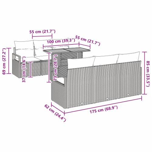 Set vrtnih sofa s jastučićima Bež Poli Ratan Akacija Cijena