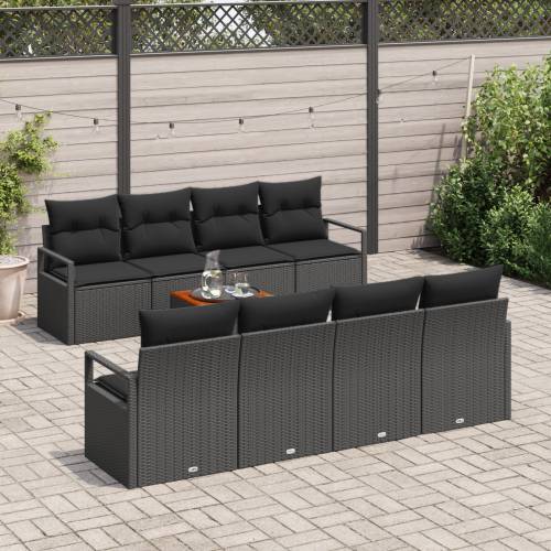 9-Dijelni Vrtni Sofa Set s Jastucima Crna Poli Ratan Akacija Cijena