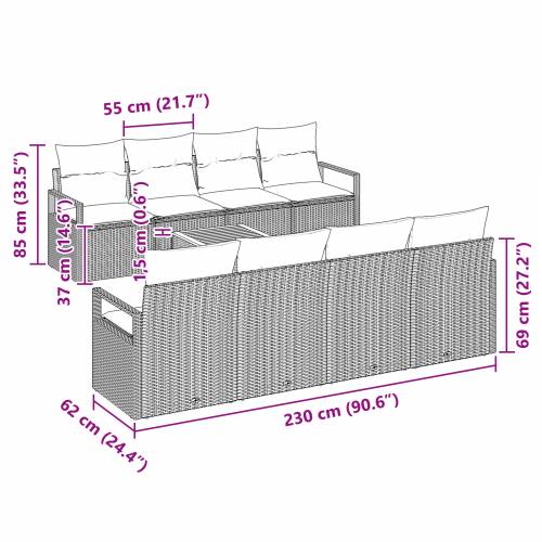 9-Dijelni Vrtni Sofa Set s Jastucima Crna Poli Ratan Akacija Cijena