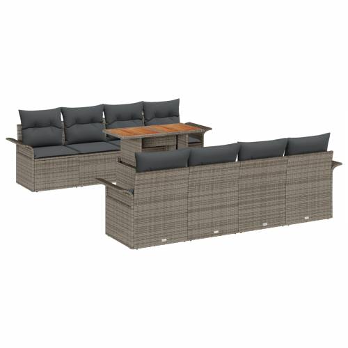Set vrtnih sofa s jastučićima od 9 dijelova siva poli ratan Cijena