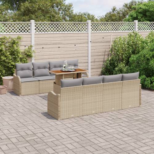 9-dijelni vrtni set sofa s jastučićima bež poliratan Cijena