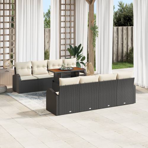 Set vrtnih sofa od 9 komada s jastučićima crni poli ratan Cijena