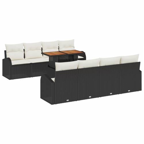 Set vrtnih sofa od 9 komada s jastučićima crni poli ratan Cijena