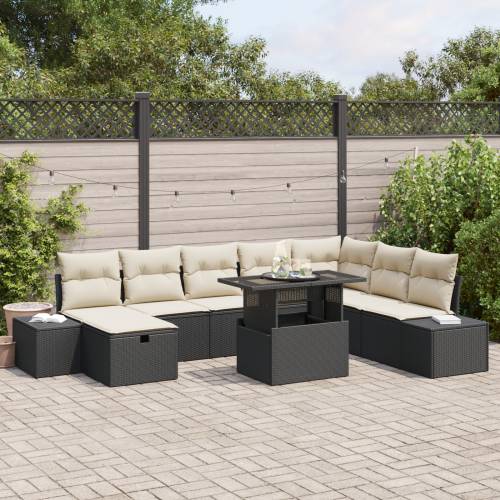 set od 9 komada vrtnih sofa s jastučićima crni poli ratan Cijena