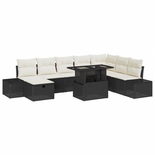 set od 9 komada vrtnih sofa s jastučićima crni poli ratan Cijena