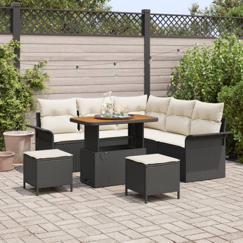 8-dijelni vrtni sofa set s jastučićima crni poli ratan akacija Cijena