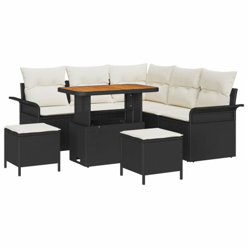 8-dijelni vrtni sofa set s jastučićima crni poli ratan akacija Cijena