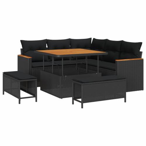 8 komada set vrtnih sofa s jastucima crni poli ratan akacija Cijena